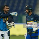 – Sri Lanka ODI Captian Upul Tharanga (L ) having a chat with Test Captain Dinesh Chandimal (R) during the practices season at Sheikh Zayed Cricket Stadium Abu Dhabi on 10th October 2017